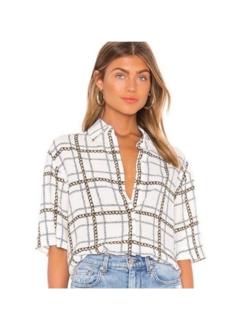 7 for all Mankind button down luxury chain blouse size small